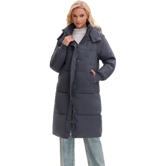 Long Puffer Jacket for Women, Grey - Picture 2 of 6